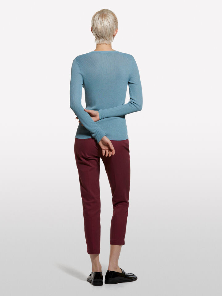 Powder blue Henley top - women's crew neck sweaters - Blue | Sisley image number 2